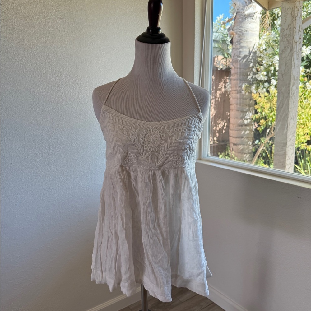 Free People White Embroidered Camisole